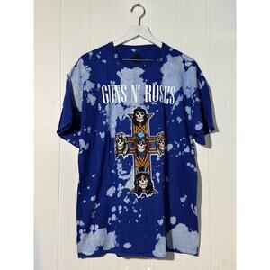 Guns N' Roses Tie Dye Graphic Blue White Concert Tee Size XL